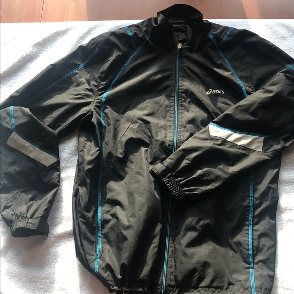 ASICS windbreaker Men’s SM ,black, blue stitching